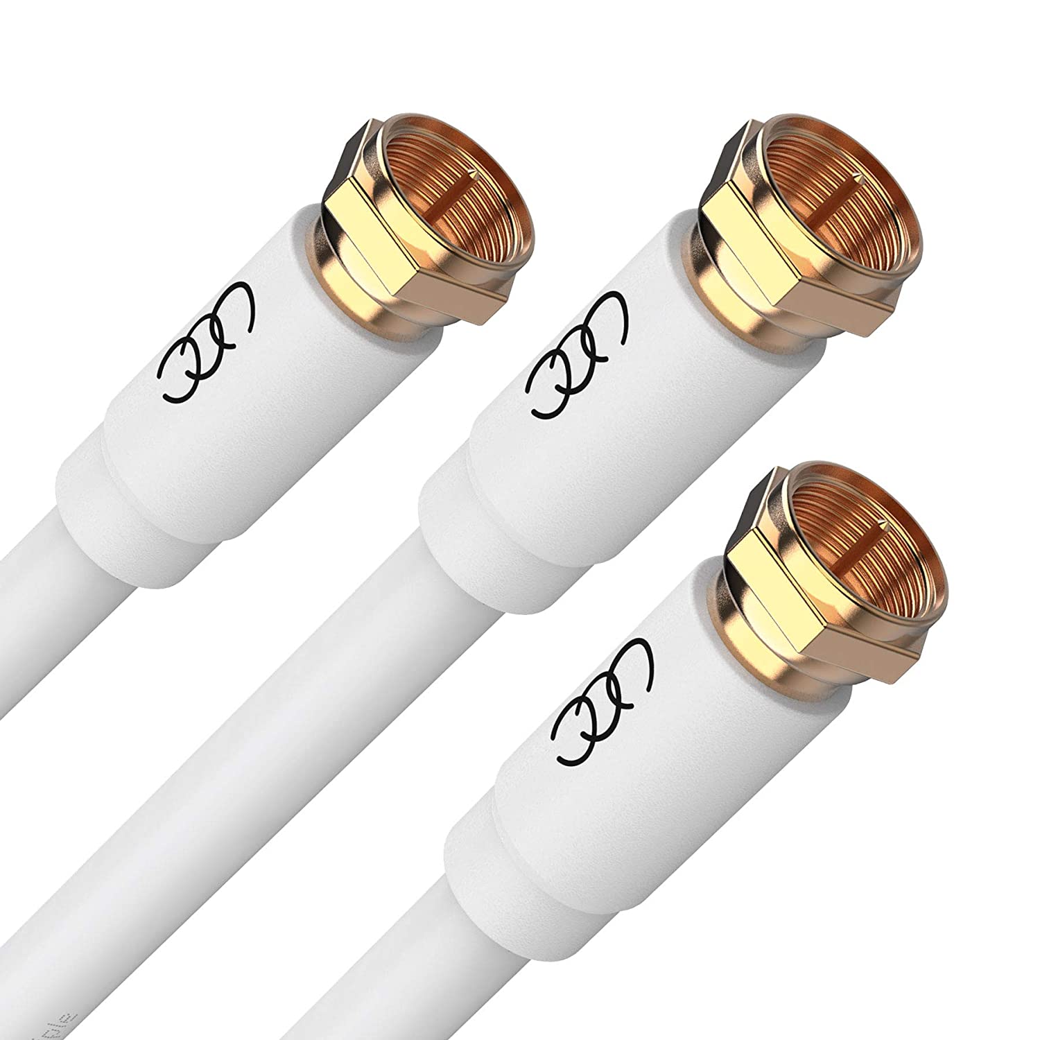 Buy Coaxial Cable 30ft (3 Pack) - Triple Shielded RG6 Coax TV Cable Cord  in-Wall Rated Gold Plated Connectors Digital Audio Video with Male F  Connector Pin (White) - 30 Feet Online